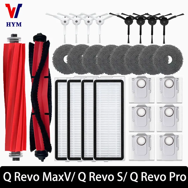 Roborock Robot Vacuum Accessory Set with Dust Bags, Main and Side Brushes, HEPA Filter, and Mop Cloths