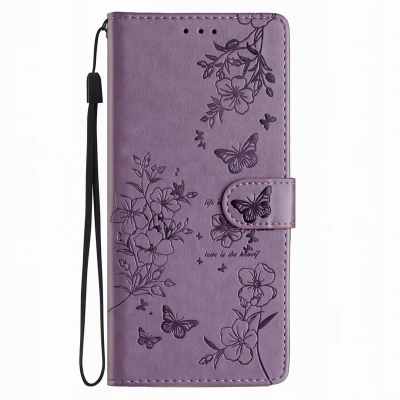 Charming Flower Butterfly Wallet Phone Case with Card Slots and Protective Cover