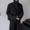 Dark Minimalist Short Cotton Padded Jacket Japanese Winter Men Niche Loose Stand Collar Parkas Yamamoto Light Thin Haughty Coats 2