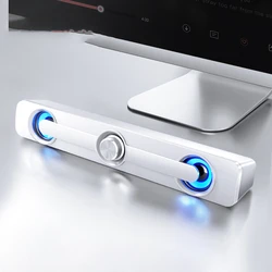 Portable USB Speaker Soundbar with Enhanced Bass (White)