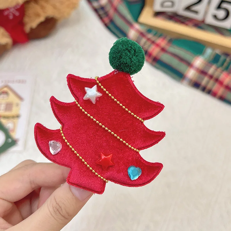 Velvet christmas tree red clip