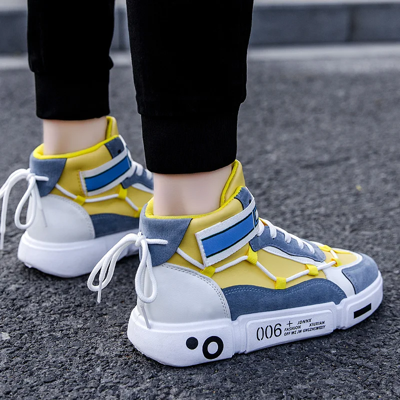 Men's High Top Platform Sneakers - Breathable Casual Fashion Lace-up Shoes