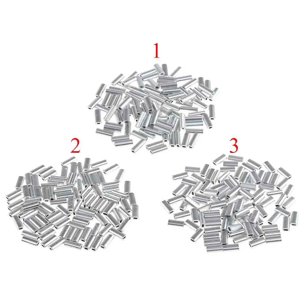 2x 100pcs Aluminum Single Barrel Fishing Leader s Sleeves Fish Accessories