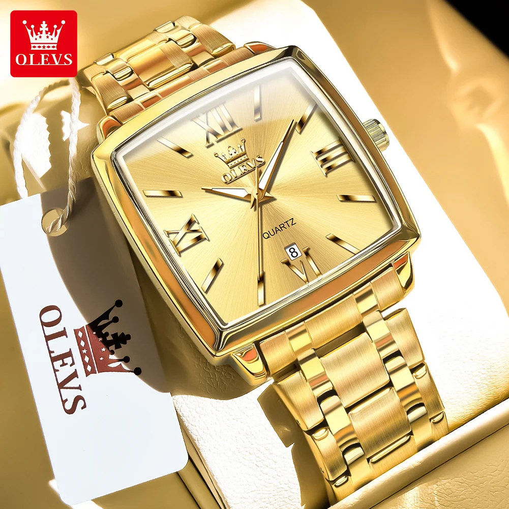 ساعة كوارتز مربعة للرجال ماركة OLEVS، تاريخ بسيط،...