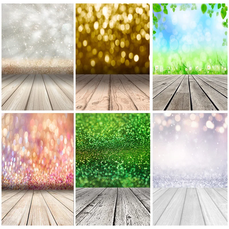 

SHUOZHIKE Light Spot Bokeh Glitter Wooden Floor Portrait Photography Backdrops Props Photo Studio Backgrounds 21222 LX-02