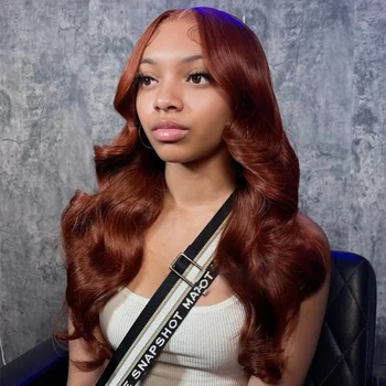Reddish Brown Body Wave Lace Frontal Human Hair Wigs 13x6 HD Lace Frontal Wigs Human Hair #33 13x4 Lace Front Wigs 200% Density 1