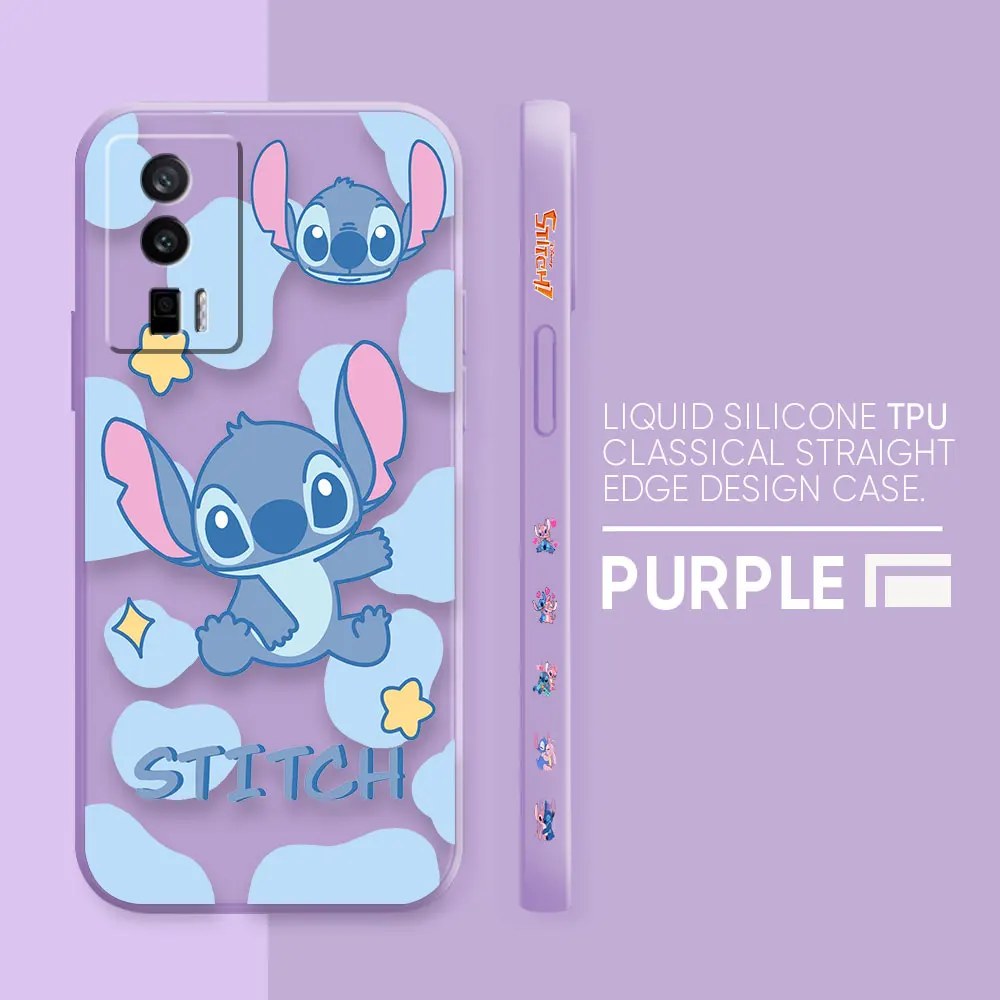 thumbnail image 1 of Funda para Redmi K60E K60 K50 K40S K40 K30 9A 9 8A 8 10 Pro 4G 5G Color Simple funda de silicona líquida lindo Lilo & Stitch, 1 of 5