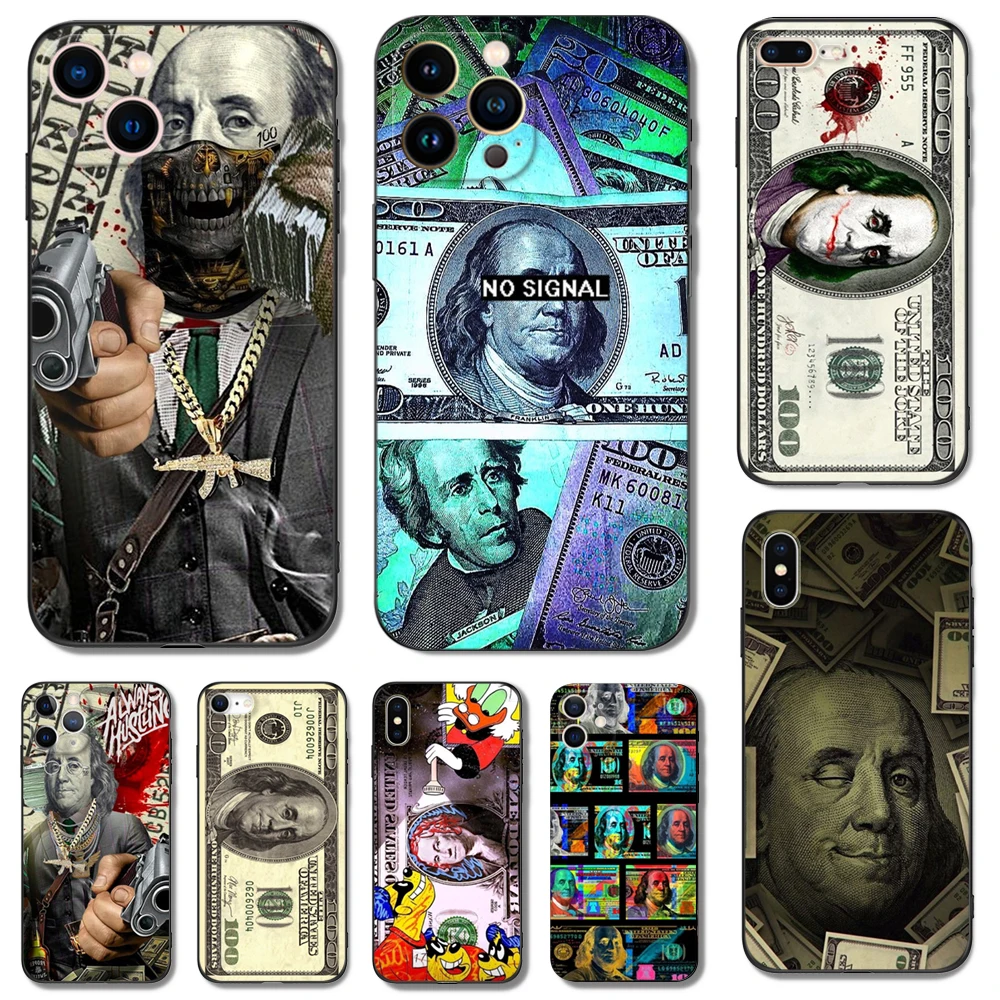 Custodia In Tpu Nero Per Iphone 14 13 12 11 Mini Pro Max 5 5S Se 2020 6 6S 7 8 Plus X 10 Xr Xs Cover Dollars Money