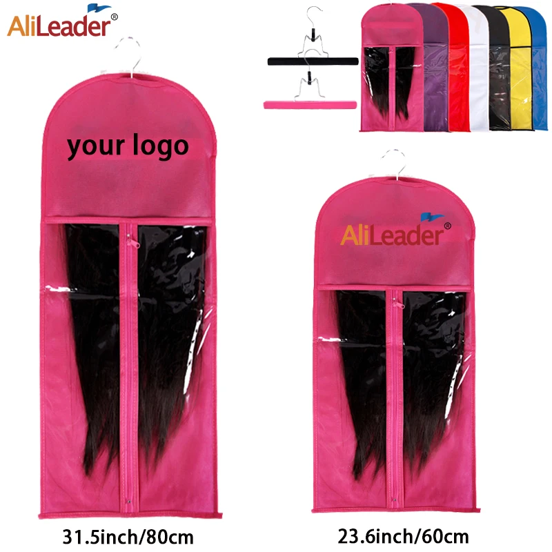 Alileader-사용자 정의 가발 보관 가방 행거, 휴대용 부직포 헤어 익스텐션 캐리어 보관 가방 여러 가발 패키지 