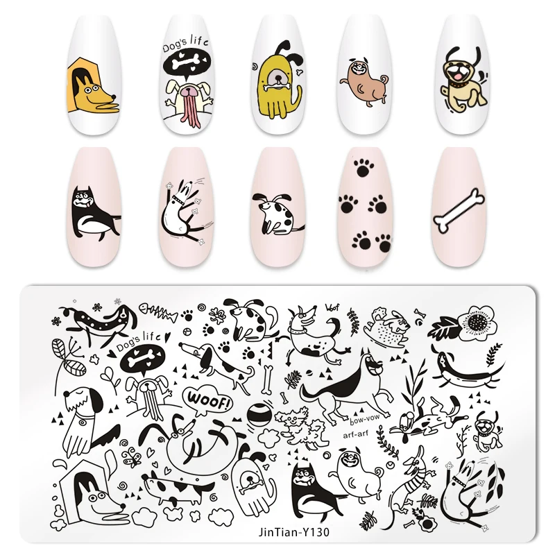 Cartoon Animals Nail Art Stamping Plates Snake Dogs Butterfly Bow Leaves Image Printing Stencils Nail Stamp Templates Nail Tool 6