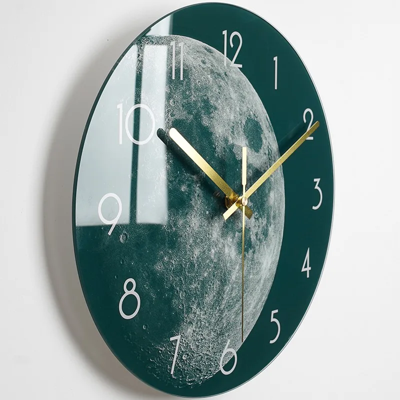 Glass Wall Clock Silent Watch Wall Clocks Color:BL014;Sheet Size:12 inch