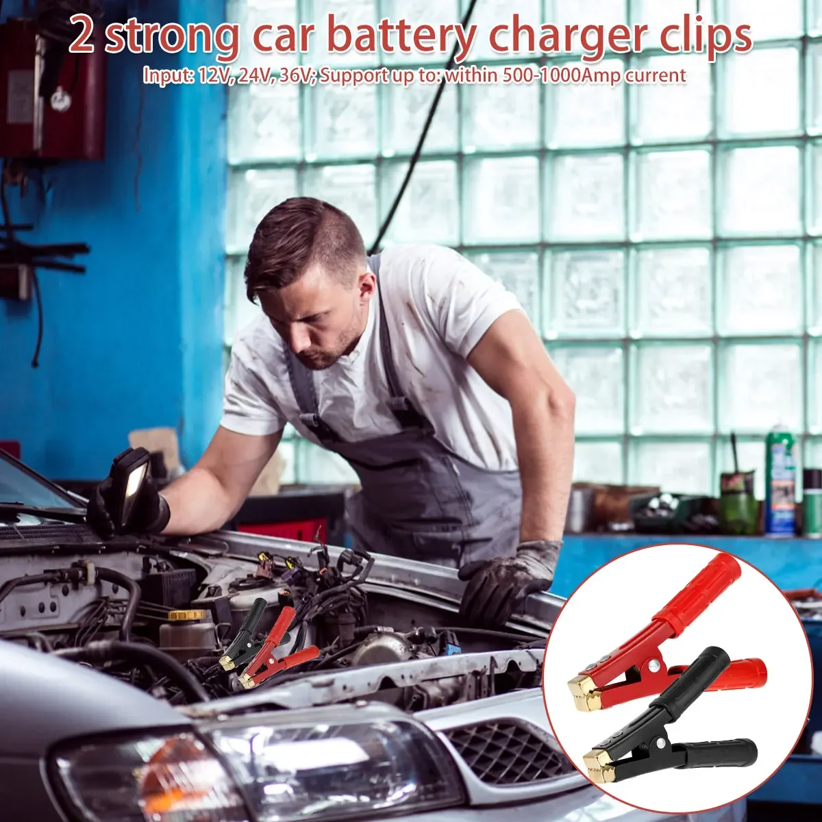500-1000Amp Heavy Duty Copper Alligator Clips Terminal Test Electrical Battery Crocodile Clamp for Jumper Cables Boost 2pcs
