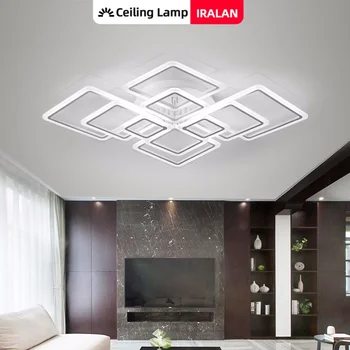 IRALAN Lampada da soffitto a sospensione nordica APP e lampadario a LED quadrato dimmerabile RC per camera da letto, soggiorni, illuminazione da cucina 1