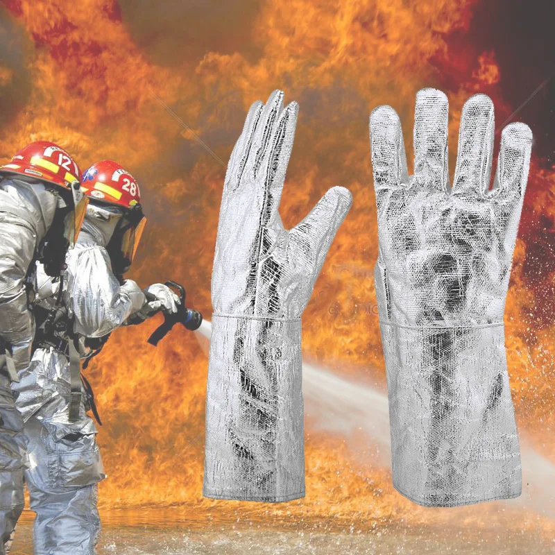 Produktbild von Q-FFL Hitzebeständige Handschuhe 500°C - Alufolie Handschuhe Für Grill & Metallarbeit - 36cm