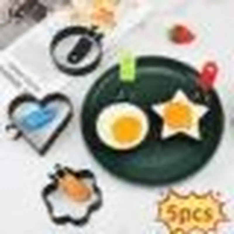 5pc Portable Non-Stick Omelet Ring for Eggs Pancakes-Perfect for Indoor Breakfast Sandwiches and Burgers-Kitchen Accessory