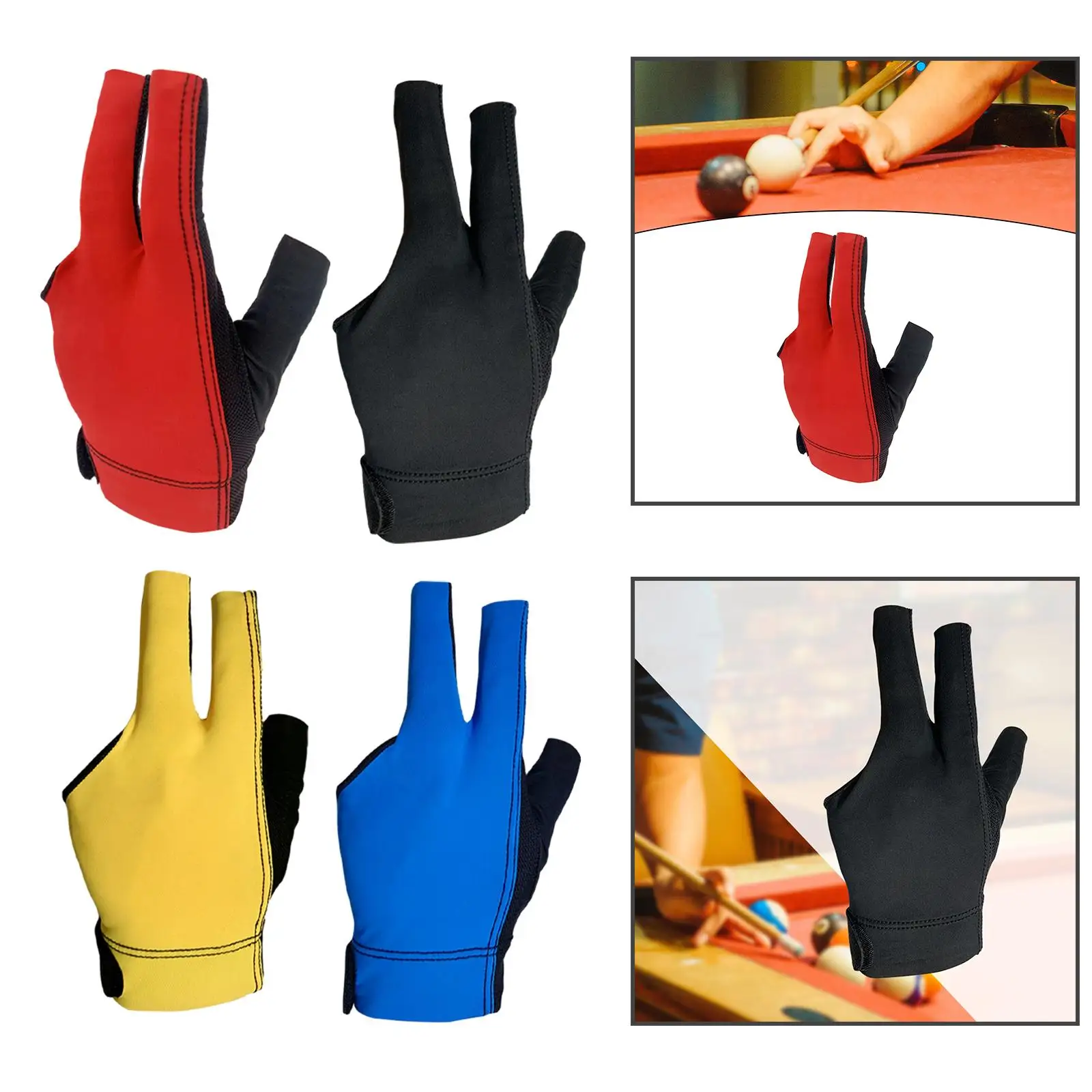 Three Fingers Billiard Glove Women Men Professional Separate Finger Gloves