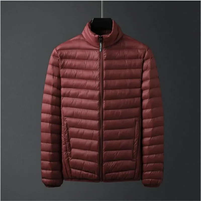 Autumn Winter Coat Men Lightweight Windproof Down Cotton Jacket Slim Windbreaker Long Sleeve Zipper Stand Collar Brand Warm
