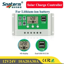Advanced LCD Solar Charge Controller with USB Port - Supports Lead Acid, AGM, GEL, Iron, and Lithium Batteries - 20A