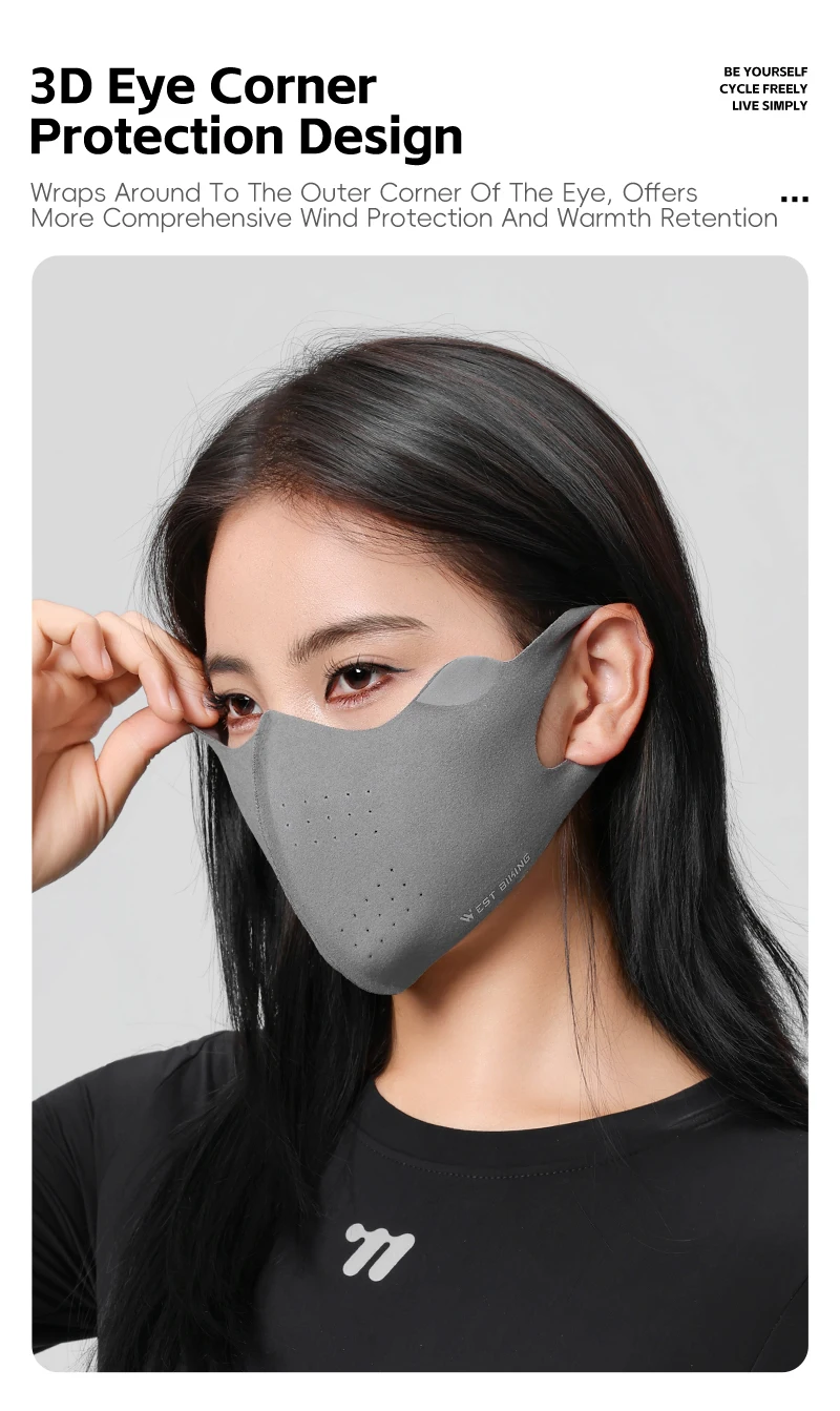 WEST BIKING Winter-Fahrradmaske, winddicht, 3D-Augenschutz-Gesichtsmaske, dünnes Fleece, warm, für Männer und Frauen, Skifahren, Angeln, Radfahren – Detail 5