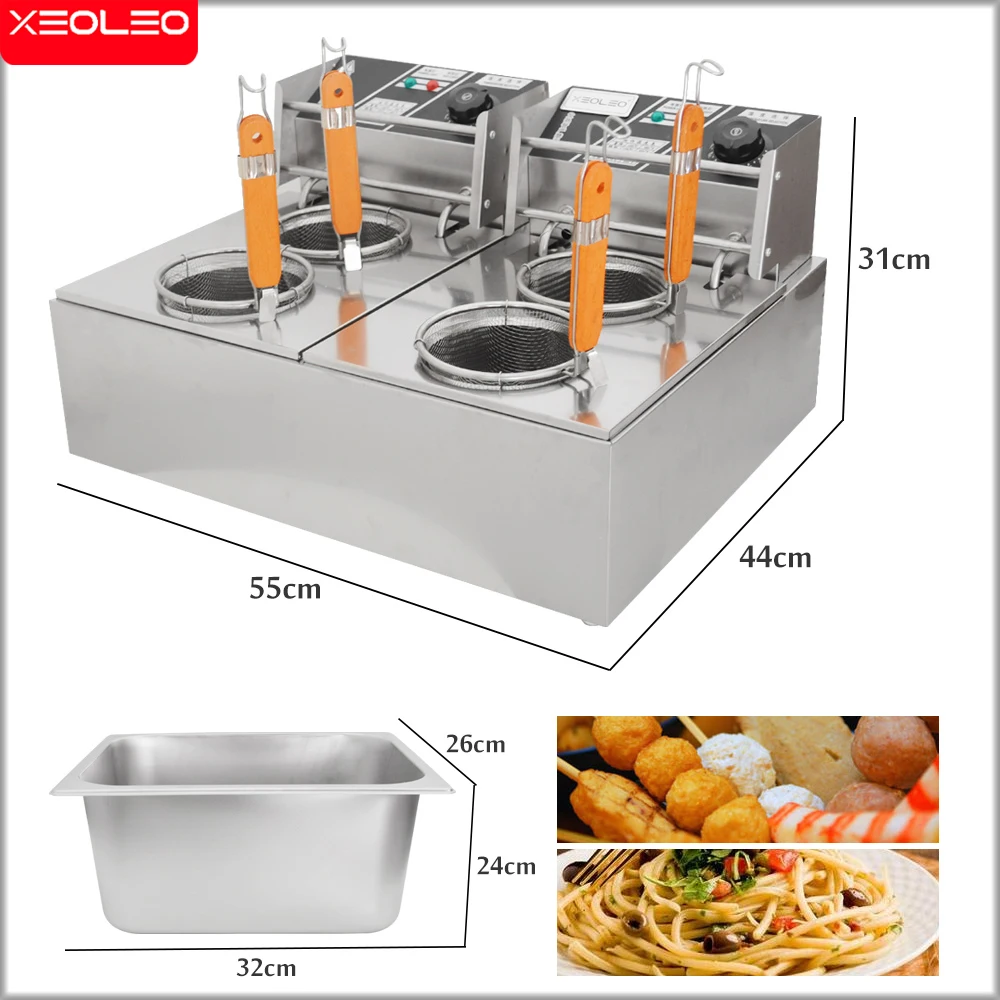 XEOLEO Pasta Cooker Electric Noodle Boiler 4-hole Stove Stainless Steel Spaghetti Commercial Cooking Food Processor Machine 2