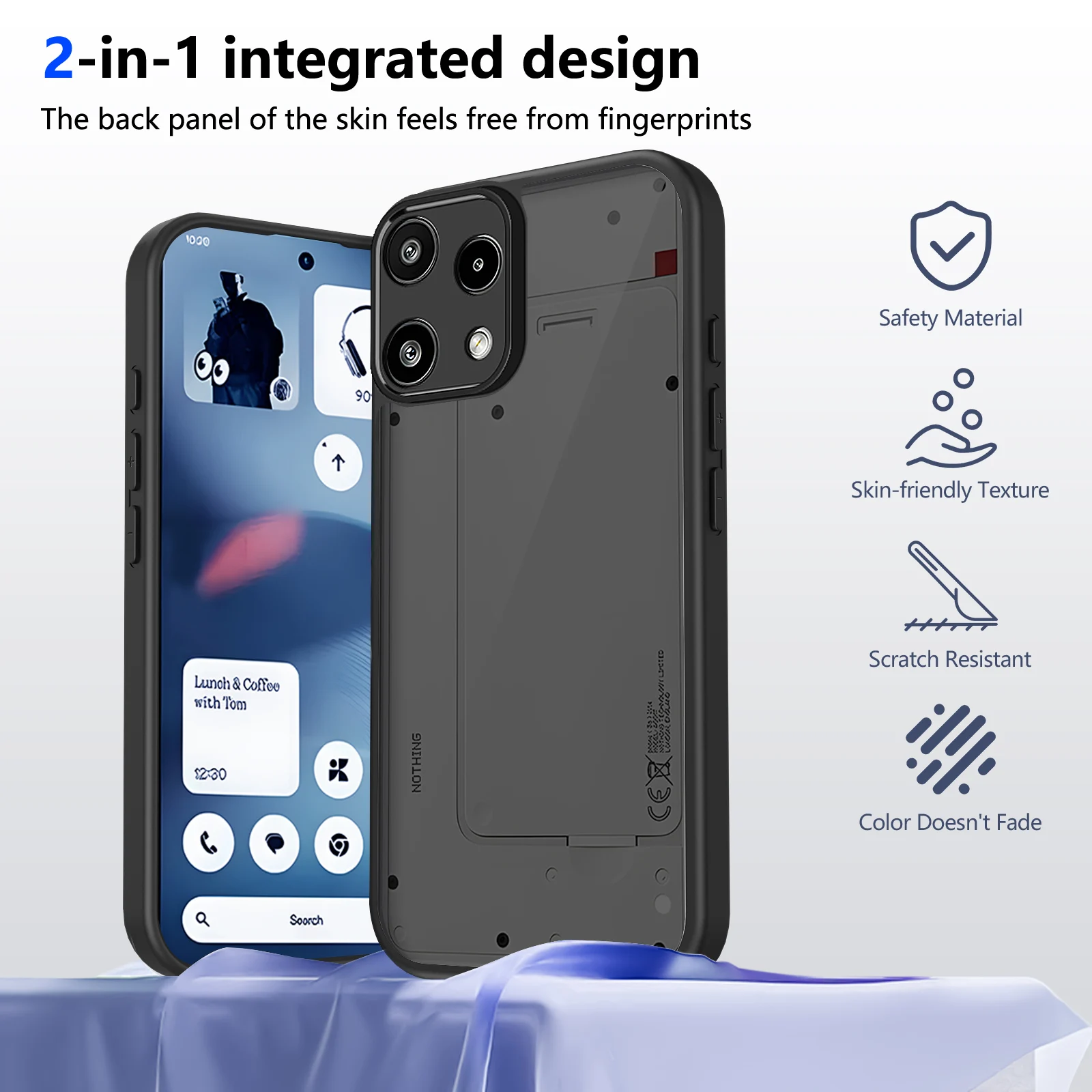 Matte Transparent Black Hard PC Protective Back Cover Shell