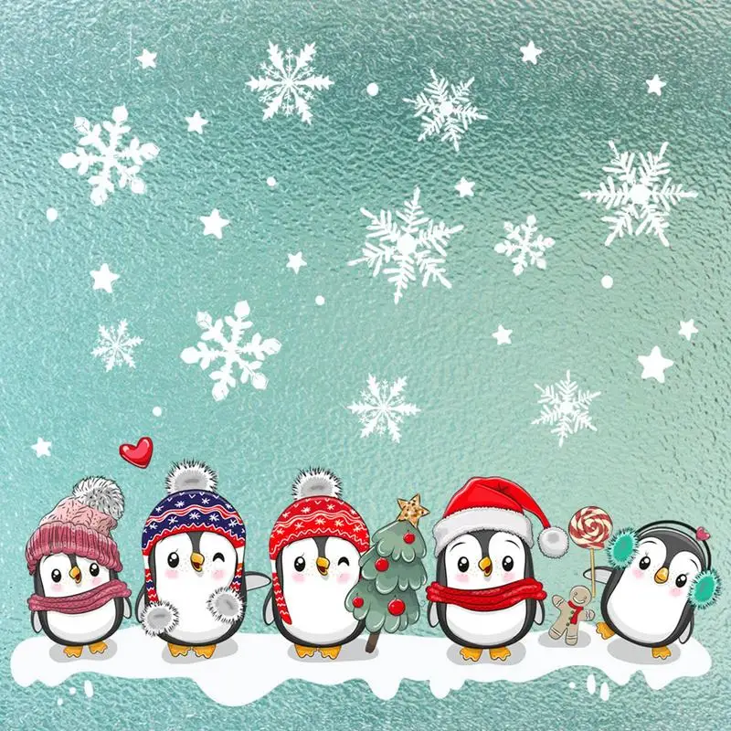 

Christmas Snowflake Window Clings Stickers For Glass Penguin Claus Snowman Christmas Christmas DIY Wall Decal Christmas Holiday
