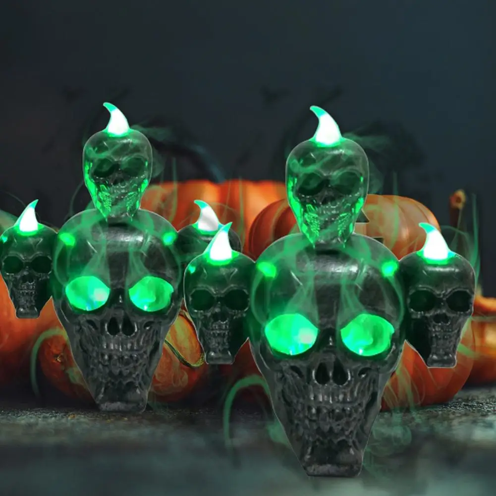 

Halloween Smoke Skull Head Lamp Electronic Skull Candle Light Ornament For Halloween House Decoration Props