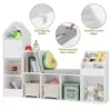 Vabches kids Bookcase with Seat Cushion Children's Bookshelf with 7 Open Storage Cubbies&3-Tier Book Organizer Toy Storage Chest 5