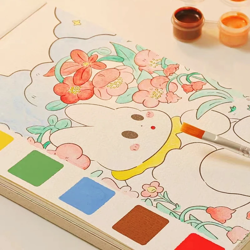 子供のための創造的な水彩絵の具紙、無地、塗り絵セット、花の人魚の