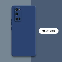 Premium Square Liquid Silicone Shockproof Phone Case for Honor 30 Youth (Navy Blue)
