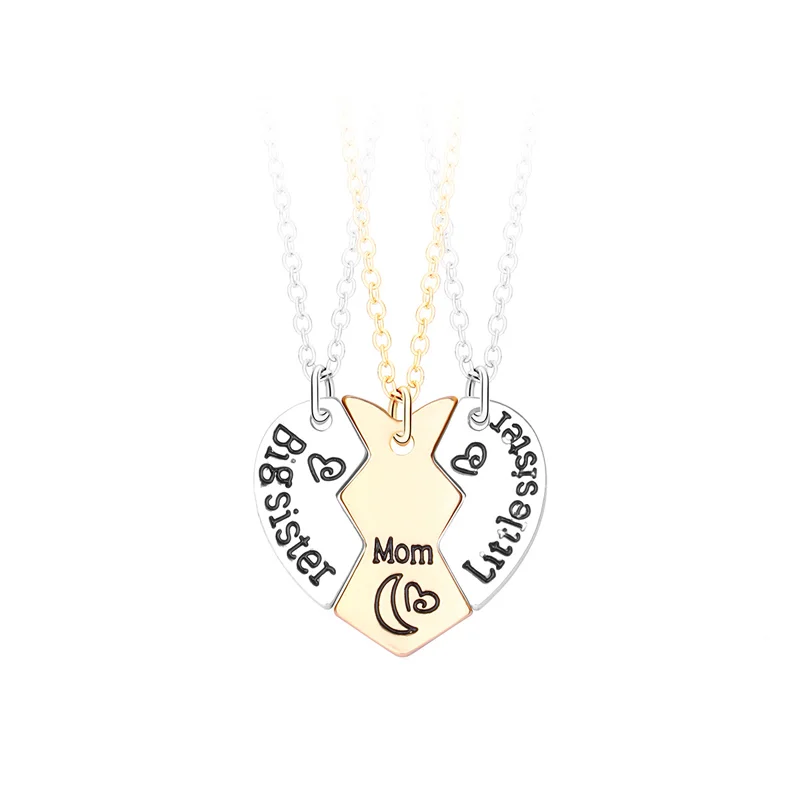 3pcs Mom Big Sister Litter Sister Stainless Steel Chain Necklaces Women  Silver Color Heart Necklace Jewelry Naszyjniki N3096 - Necklace - AliExpress