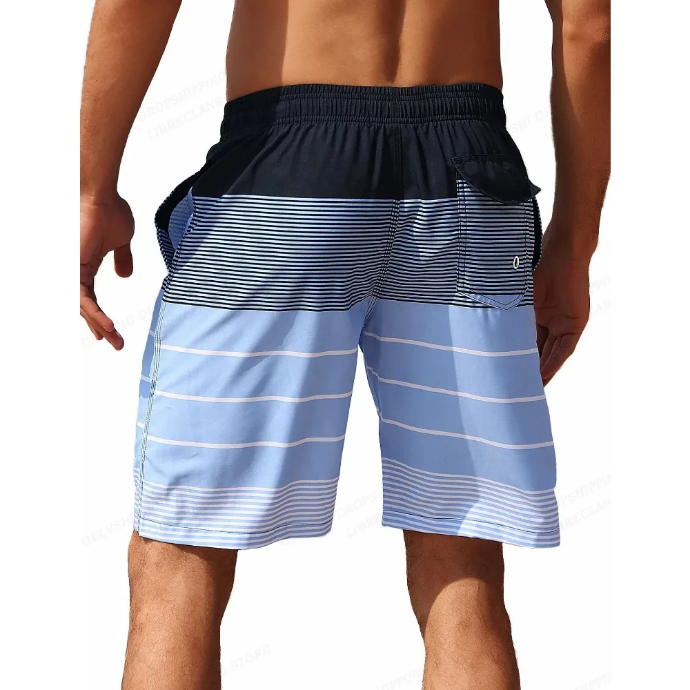 Striped Beach Shorts Men Fashion Swimwear Board Shorts Trunk Gym Fitness Pants Men's Briefs Swimsuit Kids Beachwear Short Boy 3