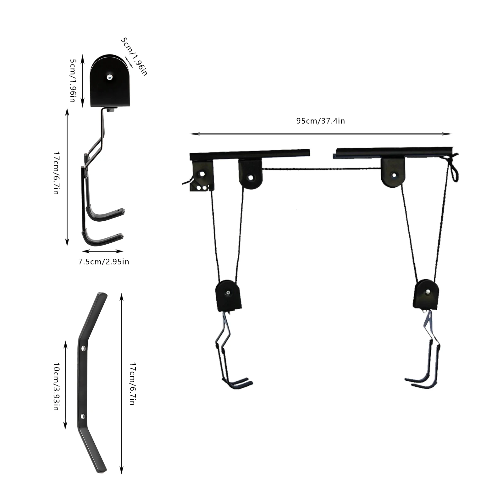 Ceiling Mount Bike Hoist Pulley System 5