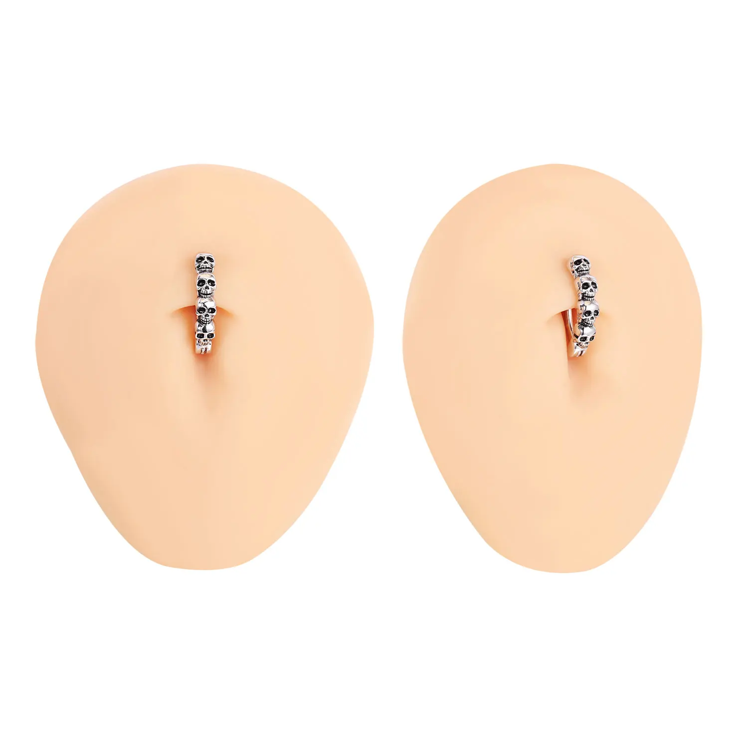 ZS 14/16G 925 슬리버 배꼽 피어싱 링 펑크 해골 배꼽 링 남성용 스틸 컬러 배꼽 BCR 바디 피어싱 쥬얼리