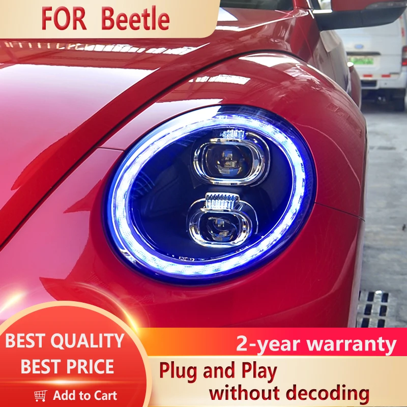 

Для фар Beetle 2013-2021 светодиодный ная фара DRL, передняя фара, светодиодная линза проектора, аксессуары для дальнего и ближнего света
