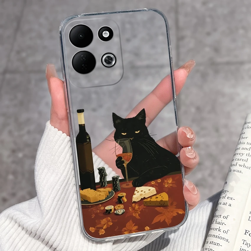 Sleeping Beauty Pattern Black Clear TPU Shockproof Phone Case - Lightweight Shell