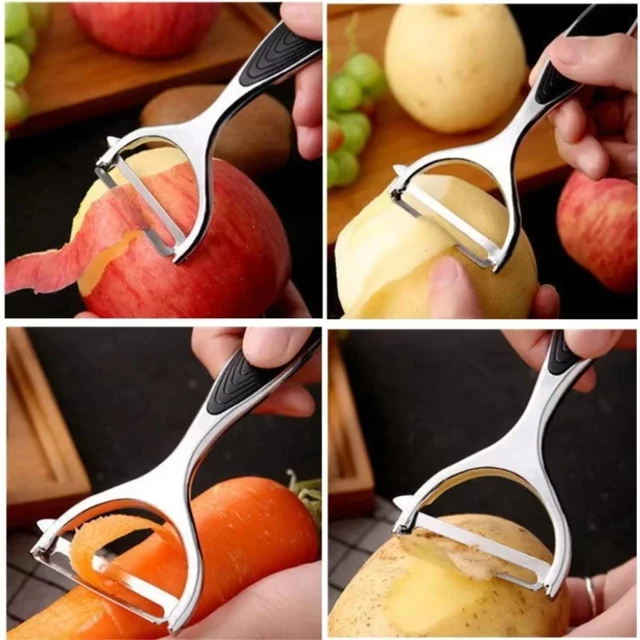 Pelapatate multifunzione Pelapatate pelapatate in acciaio inossidabile Grattugia per carote Utensili per frutta Accessori da cucina 5
