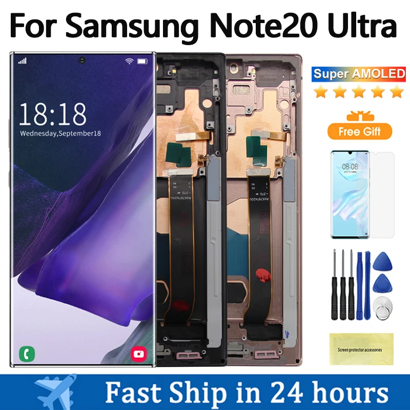 Nuovo Display Amoled Per Samsung Galaxy Note20 Ultra 4G/5G Display Lcd Touch Screen S-Pen Fingerprint Work Note20 Ultra Display
