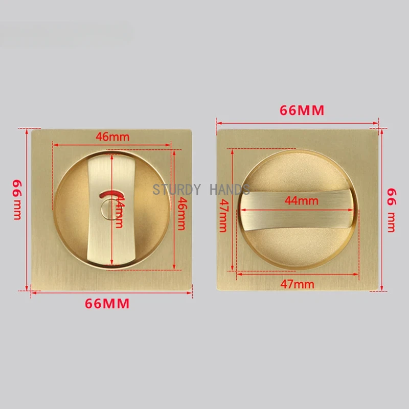 zinc alloy Square indicating sliding door lock, bathroom embedded sliding door, invisible hook lock