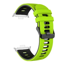 Premium Sports Silicone Watch Band Strap Replacement - Versatile Wristband Accessory for Redmi Watch 4 (Green Black Silver)