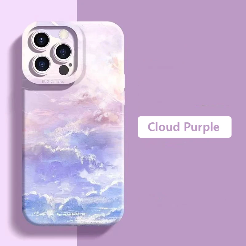 Oil Painting Clouds Silicone Phone Case Cover