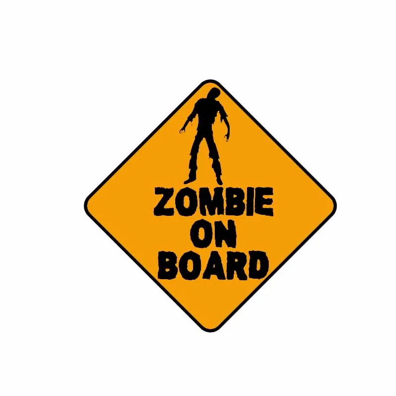 

13.3X13.3CM ZOMBIE ON BOARD Warning PVC Decal Personality Car Sticker