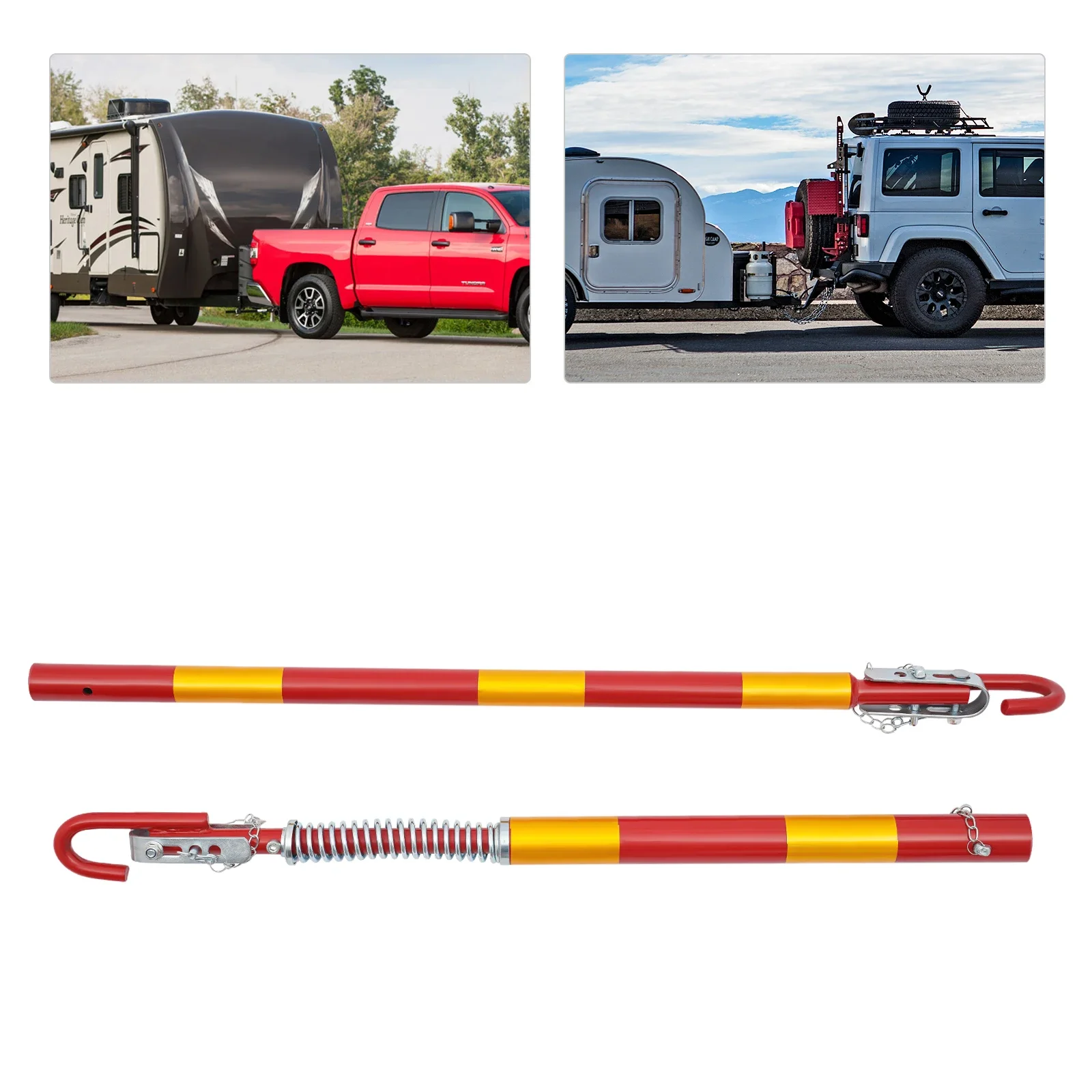 3-Ton Towing Poles Shock Absorbed Tow Bar 3000kg Rigid Trailer Bar Iron Car Tow Bar Towing Assistance Tool for Trailer Rescue