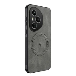 Premium Shockproof PU Leather Phone Case - Soft Skin Feel Back Cover for HONOR 400 (GRAY)