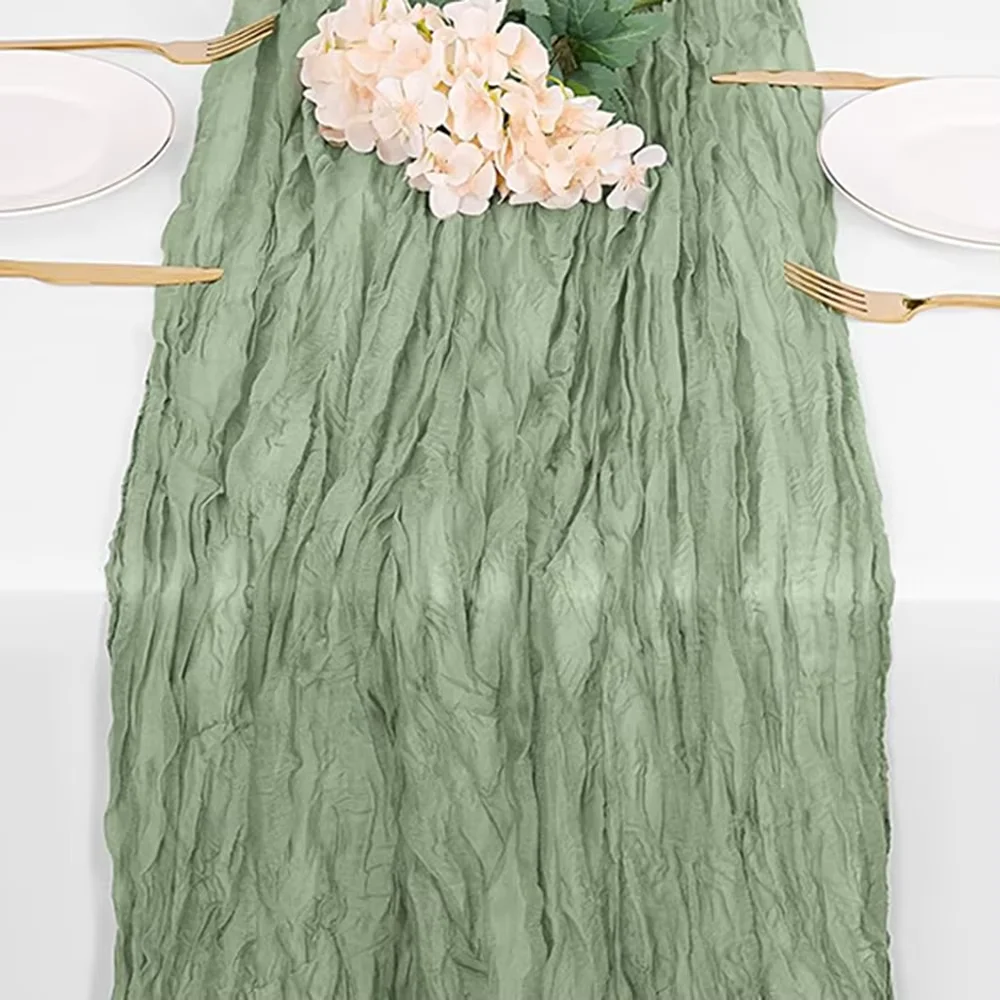 Lilac Purple Boho Rustic Gauze Table Runner for Wedding and Event Decoration