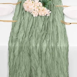 Lilac Purple Boho Rustic Gauze Table Runner for Wedding and Event Decoration (Sage Green)