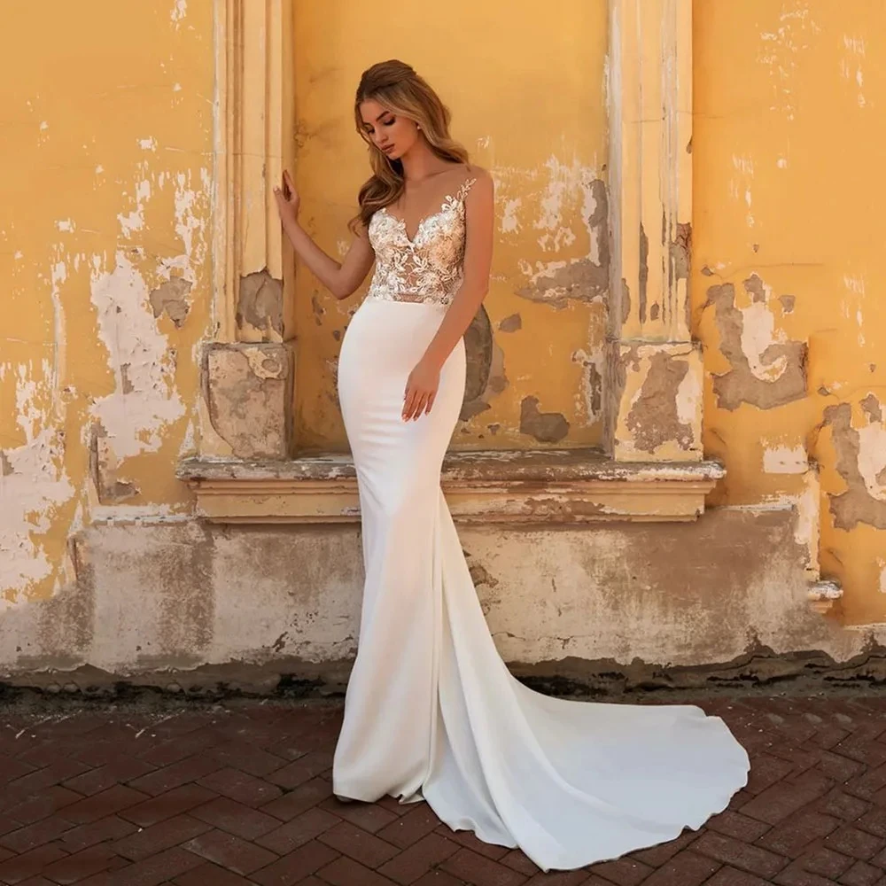 

Charming Wedding Dresses Sweetheart Bridal Robes Lace Appliques Sleeveless Backless Mermaid Luxury Gowns Vestidos De Novia 2024