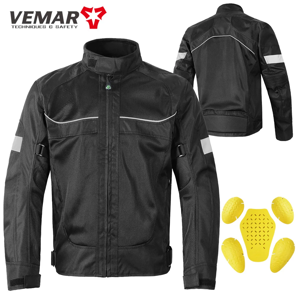 Vemar Motorcycle Jacket motorcycle jacket motorcycle clothing Men Summer Mesh Oxford Motocross Jacket Coat With Protective Gear Motorbiker Riding Accessories