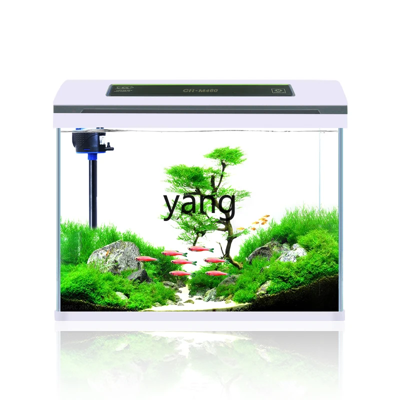 

Yjq Self-Circulation Super White Glass Fish Tank Living Room Small and Medium Lazy Change Water Ecological Desktop Aquarium