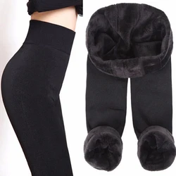 Normov sólido grosso mulheres leggings inverno veludo cintura alta elástica push up poliéster leggin magro mais tamanho leggings